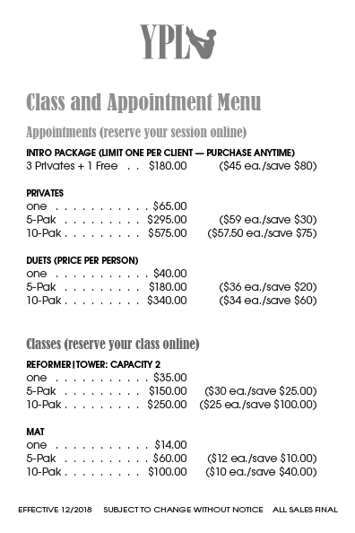 Pricing  The Pilates Studio